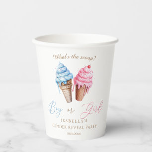 Ice cream Gender Reveal What's The Scoop  Paper Cups