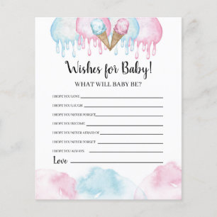 Ice cream Gender Reveal Wishes for Baby Card.