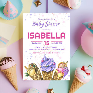 Ice Cream Girl Baby Shower Party Invitation