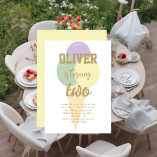 Ice Cream Gold Foil Calligraphy Birthday Party Invitation