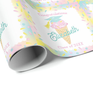 Ice Cream Graduation Party Wrapping Paper