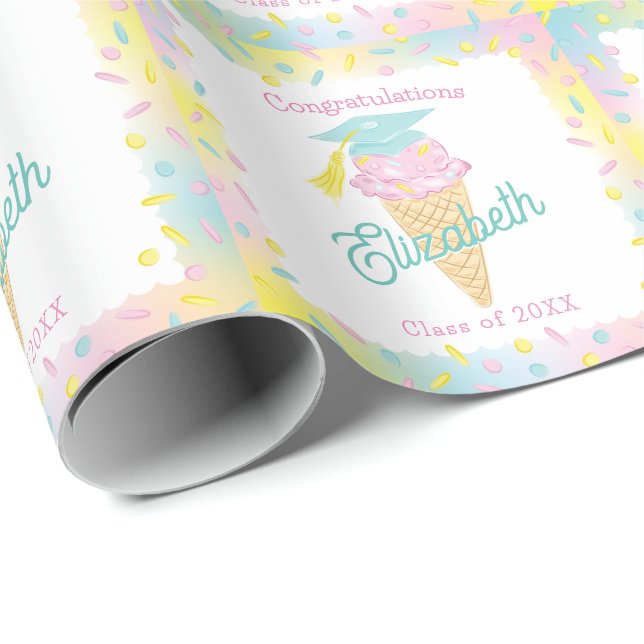 Ice Cream Graduation Party Wrapping Paper (Roll Corner)