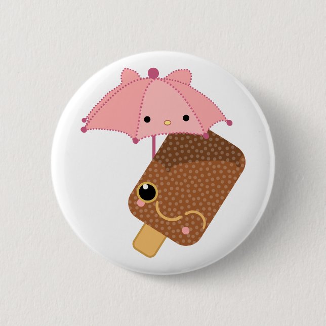 ice cream green 6 cm round badge (Front)