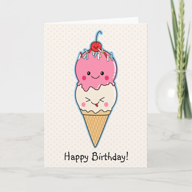 Ice Cream Happy Birthday Card (Front)