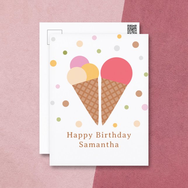 Ice Cream Happy Birthday Postcard (Ice Cream Happy Birthday Postcard)