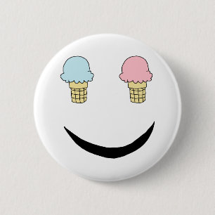 Ice Cream Happy Face 6 Cm Round Badge