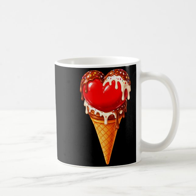 Ice Cream Heart Funny Drip Valentines Day Boys Gir Coffee Mug (Right)
