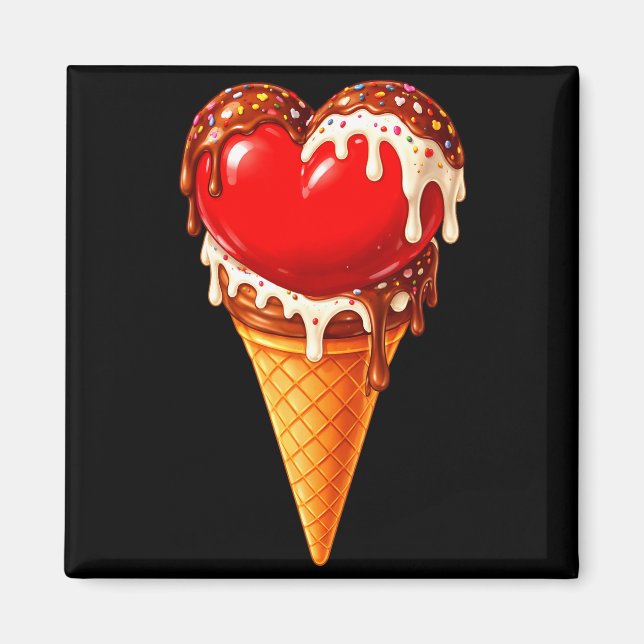 Ice Cream Heart Funny Drip Valentines Day Boys Gir Magnet (Front)