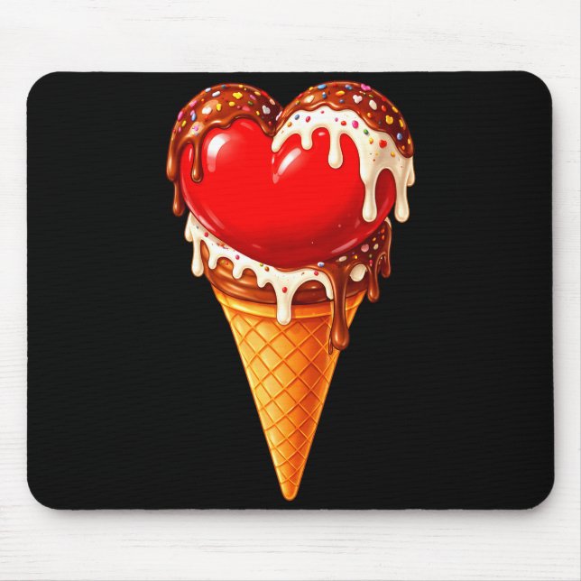 Ice Cream Heart Funny Drip Valentines Day Boys Gir Mouse Pad (Front)