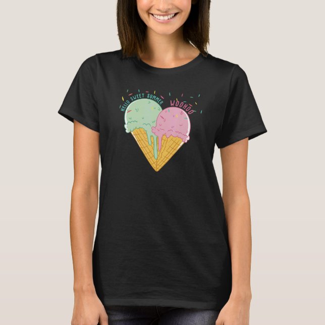 Ice Cream Heart Hello Summer Ice Cream  Ice Cream  T-Shirt (Front)