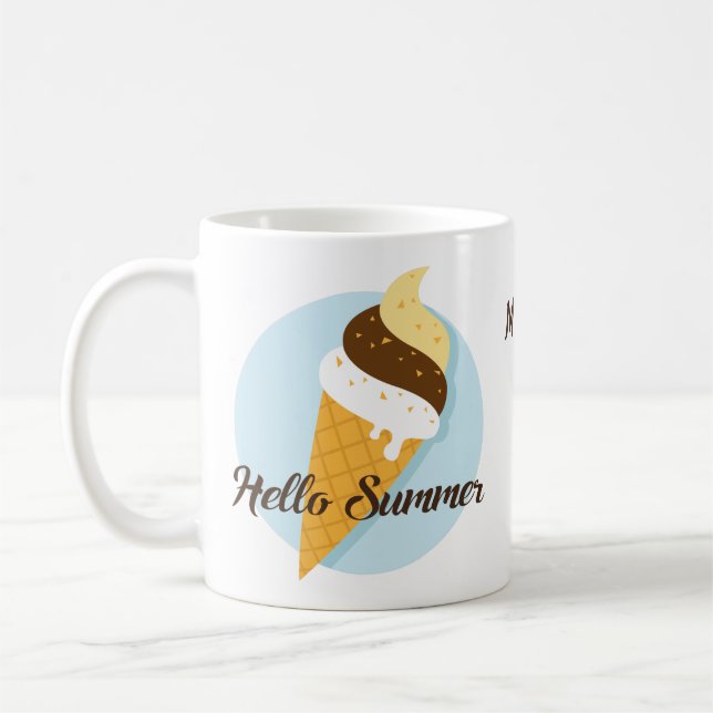 Ice Cream Hello custom name mugs (Left)