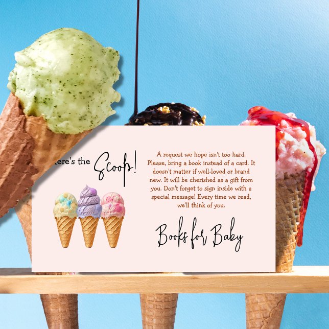 Ice Cream Here's the Scoop Baby Shower Book Game Enclosure Card (Creator Uploaded)