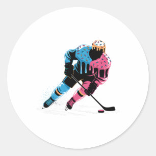 Ice Cream Hockey Player Drip Boys Kids Girls Youth Classic Round Sticker