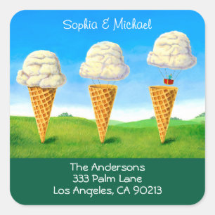 Ice Cream Hot Air Balloon Whimsical Address Label