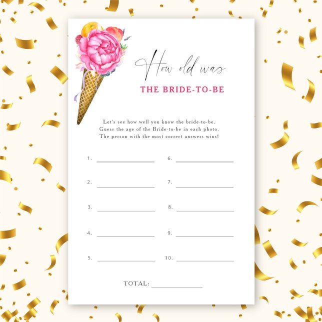 Ice cream - How old was the bride to be game (Creator Uploaded)