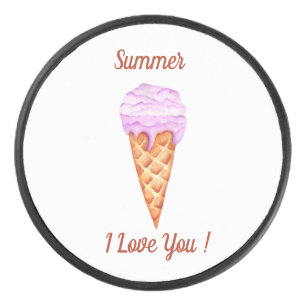 Ice Cream I Love You Cute Summer Coffee Mug Hockey Puck