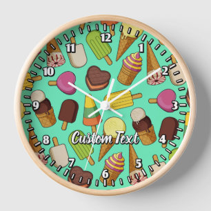 Ice Cream Icons Large Clock