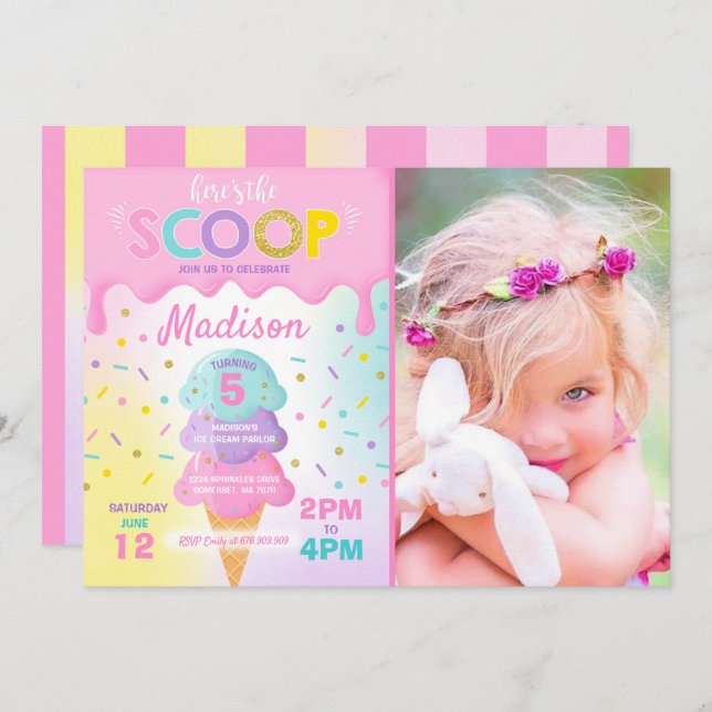 Ice Cream Invitation Ice Cream Birthday Party (Front/Back)