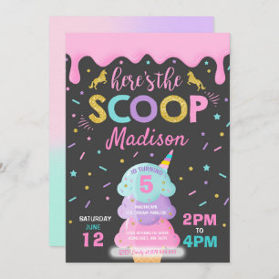 Ice Cream Invitation Unicorn Ice Cream Party