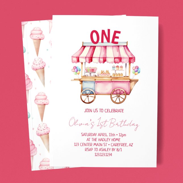 Ice Cream Kid's 1st Birthday Invitation (Creator Uploaded)
