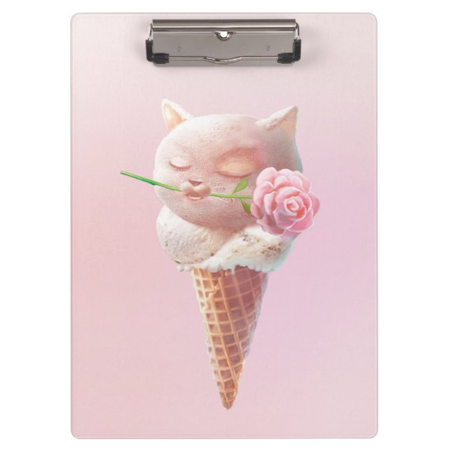 Ice Cream Kitty – Rosy & Dreamy Clipboard (Front)