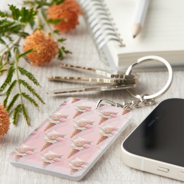 Ice Cream Kitty – Rosy & Dreamy Key Ring (Front Right)