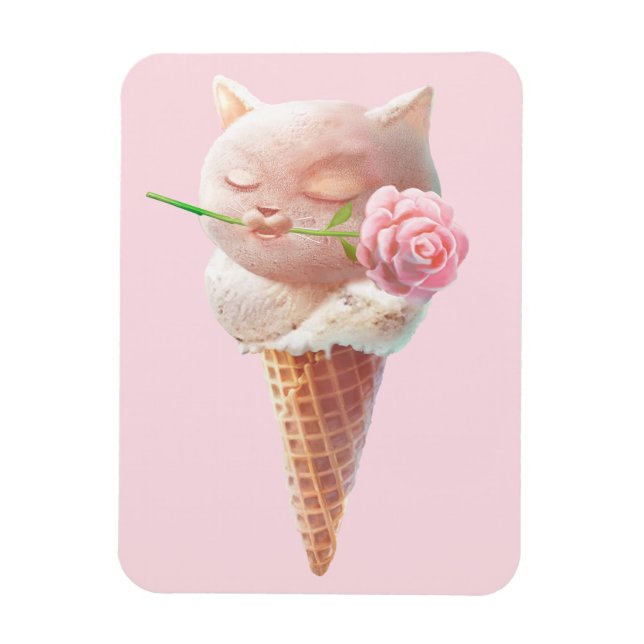 Ice Cream Kitty – Rosy & Dreamy Magnet (Vertical)