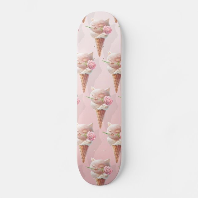 Ice Cream Kitty – Rosy & Dreamy Skateboard (Front)