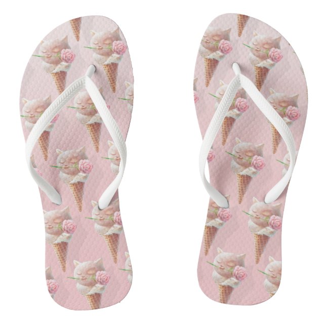 Ice Cream Kitty – Rosy & Dreamy Thongs (Footbed)
