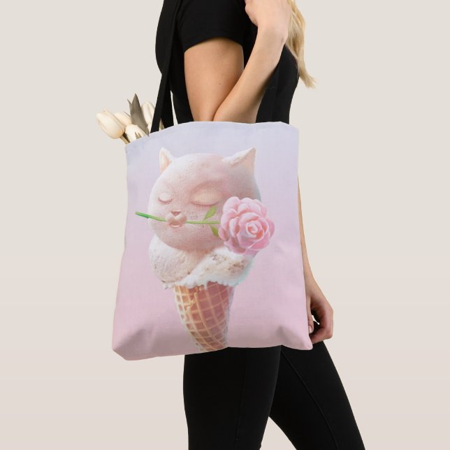 Ice Cream Kitty – Rosy & Dreamy Tote Bag (Close Up)