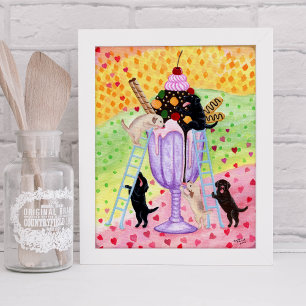 Ice Cream Labradors Artwork Poster