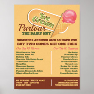 Ice Cream Logo, Ice Cream Parlour Advertising Poster