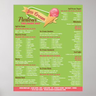 Ice Cream Logo, Ice Cream Parlour Menu Poster