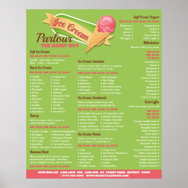 Ice Cream Logo, Ice Cream Parlour Menu Poster (Front)
