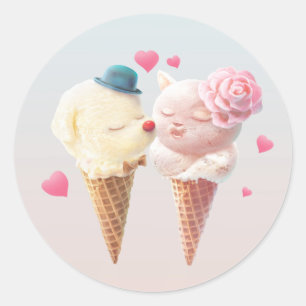 Ice Cream Love Classic Round Sticker