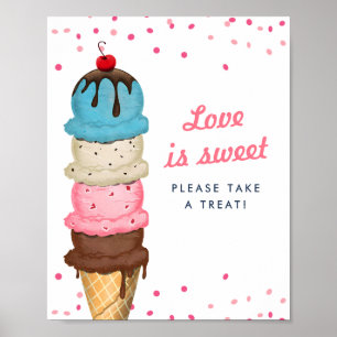 Ice Cream Love Is Sweet Take A Treat Bridal Shower Poster