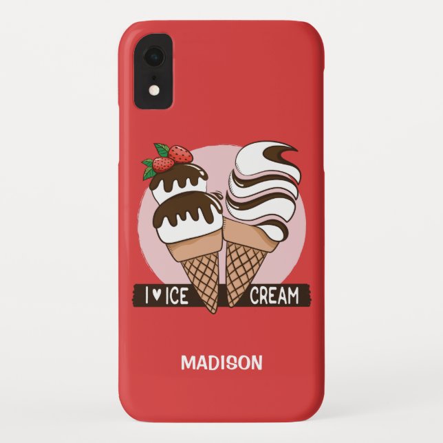 Ice Cream Lover custom name & colour phone cases (Back)