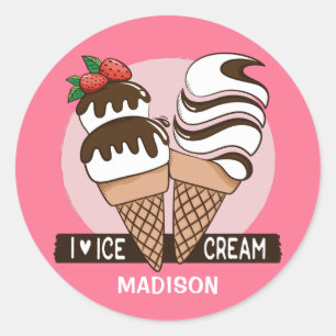 Ice Cream Lover custom name & colour stickers