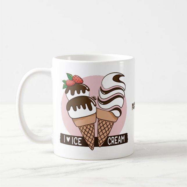 Ice Cream Lover custom name mugs (Left)
