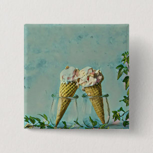 Ice cream lover gift 15 cm square badge