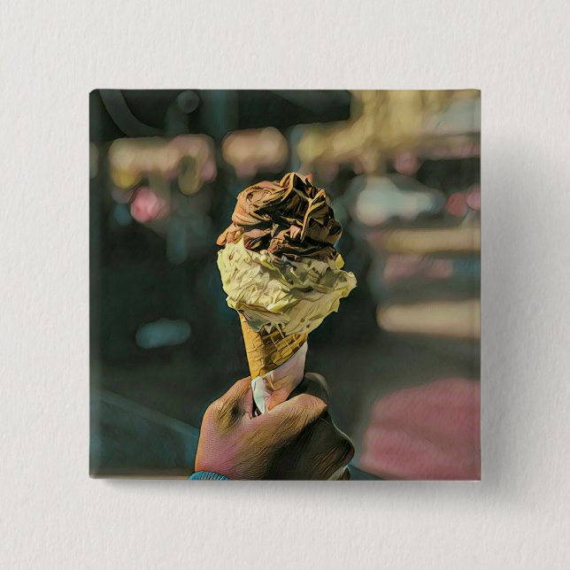 Ice cream lover gift 15 cm square badge (Front)