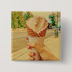 Ice cream lover gift 15 cm square badge