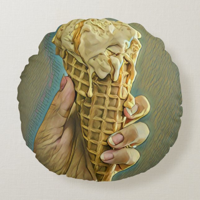 Ice cream lover gift round cushion (Front)