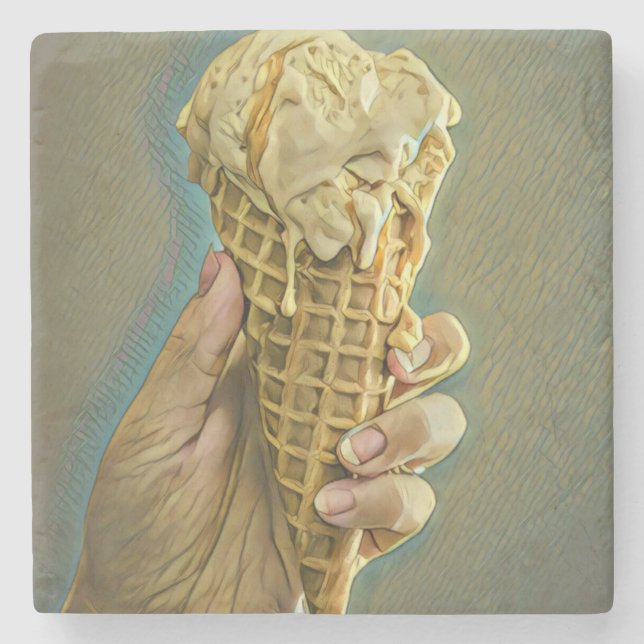 Ice cream lover gift stone coaster (Front)