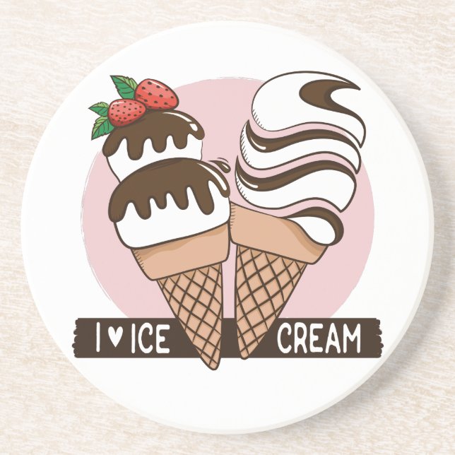 Ice Cream Lover sandstone coaster (Front)