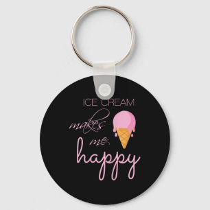 Ice Cream Makes Me Happy Cute Summer Love Treats C Key Ring