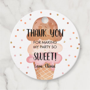 Ice Cream Mint Chocolate Pink Sweet Girl Birthday Favour Tags