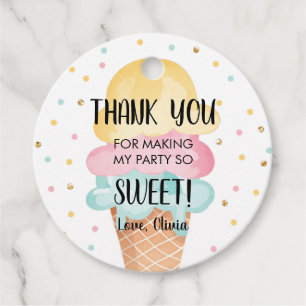 Ice Cream Mint Pink Yellow Sweet Girl Birthday  Favour Tags