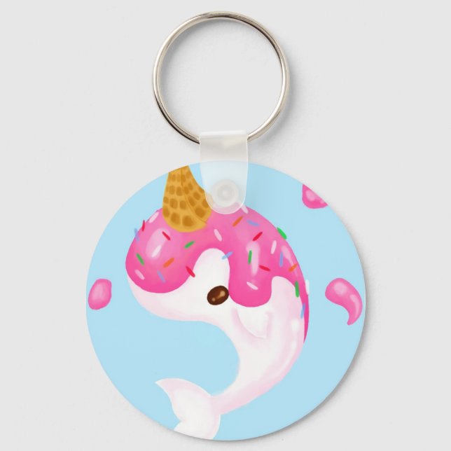 Ice cream narwhal Keychain (Front)