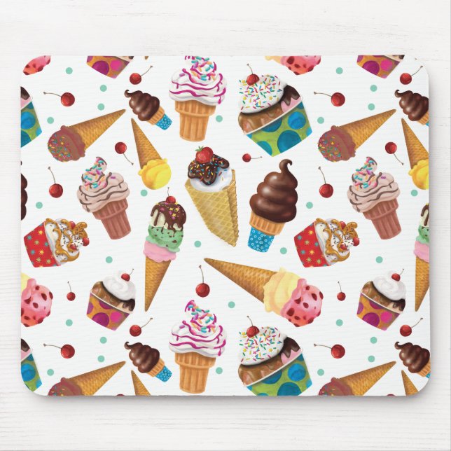 Ice Cream Novelty Print Mouse Pad, White Mouse Pad (Front)